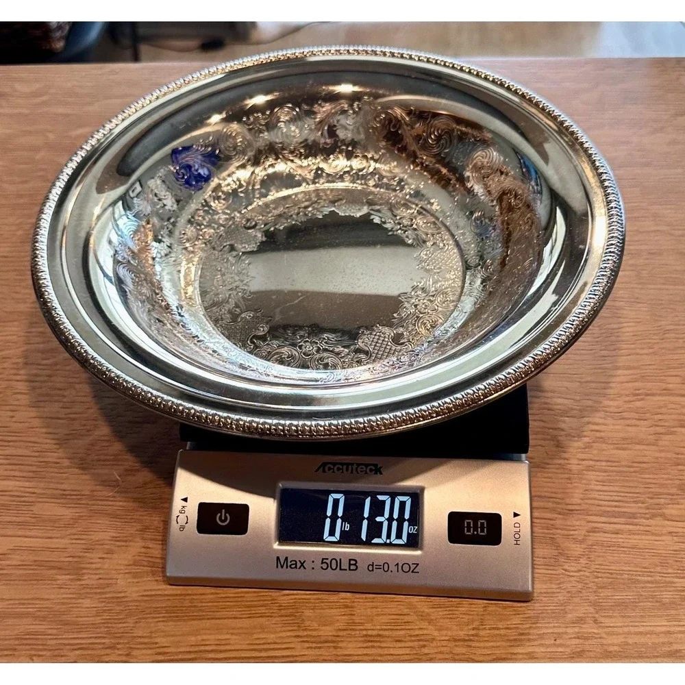 F.B. Rogers Silverplate Bowl 4335 Floral Scroll Serving Centerpiece Vintage